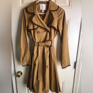 Anthropologie Ett:Twa Tan trench coat with dark brown trim